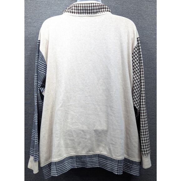 LANDS END Top - Cream, Herringbone, Houndstooth, Mixed Plaid, Mock Neck, 2X - Picture 4 of 4